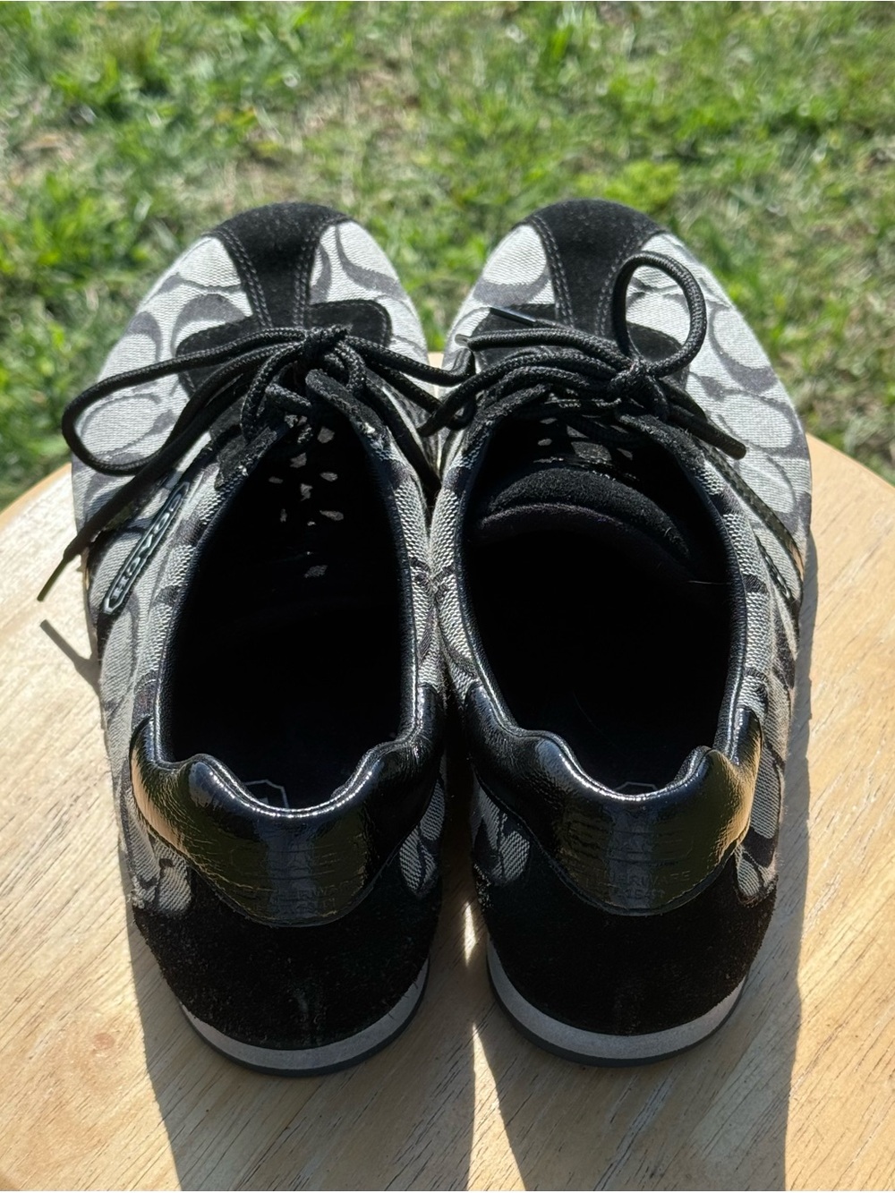 Ladies Coach Monogram Low-Top Sneakers - Black & White - Picture 4 of 8